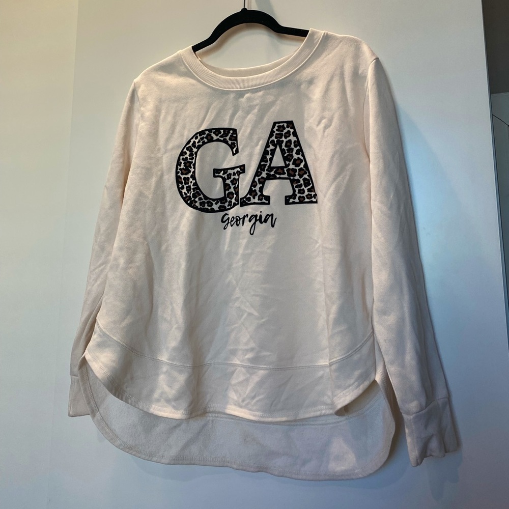 Cream And Leopard Print GA Sweatshirt